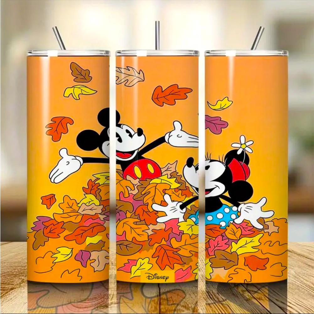 ‼️$7‼️ 🆕 Mickey & Minnie Mouse Stainless Steel Tumbler with BPA-Free Lid & Straw